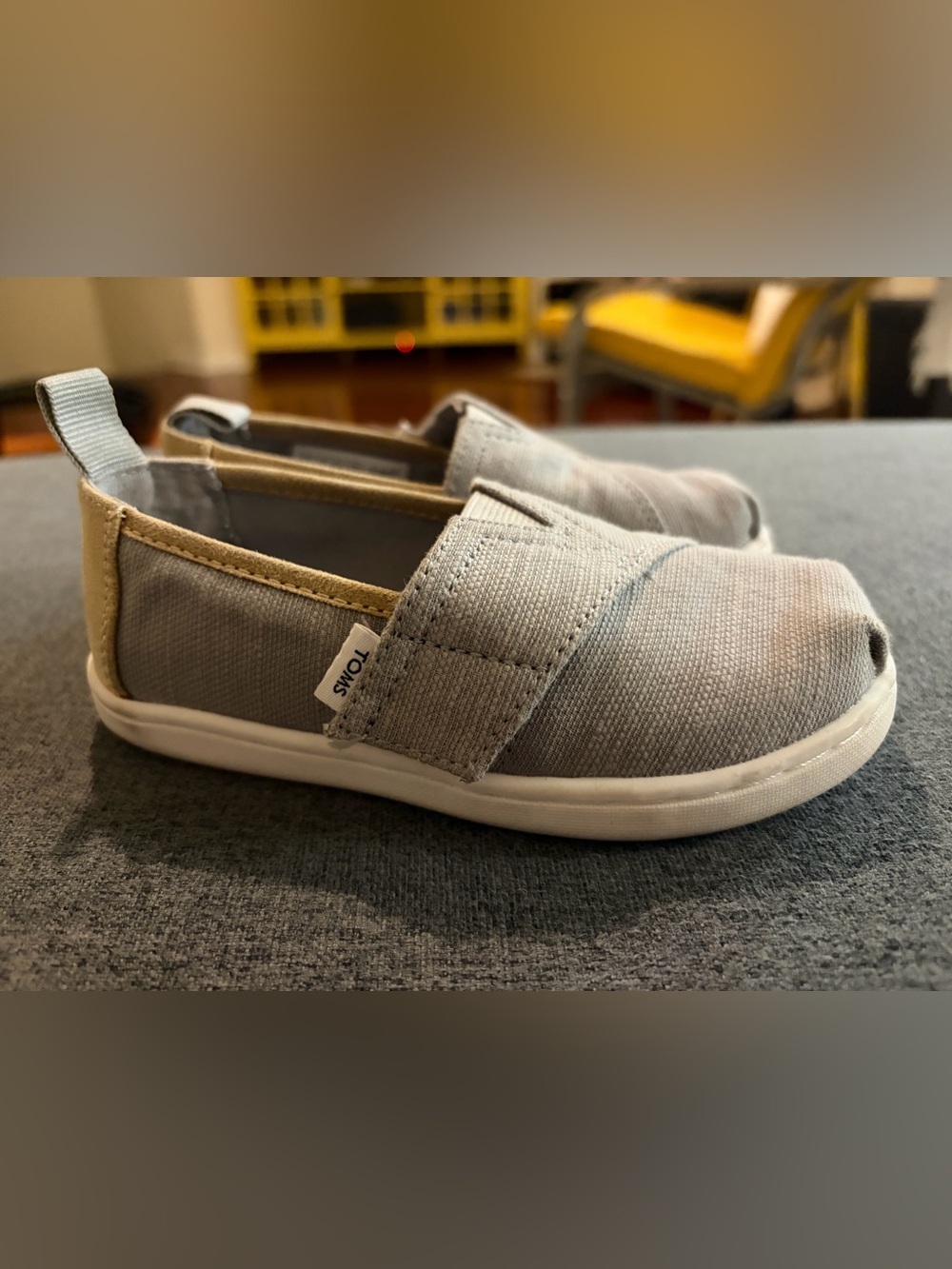TOMS Kids Light Gray Canvas Slip-On Sneakers